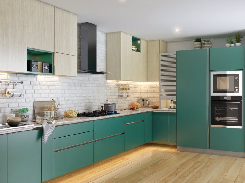 Green Meadow Green Wood Modular Kitchen